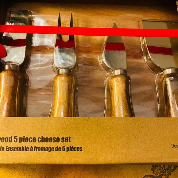Bread & Butter Acacia Wood 5 Piece Cheese Set Gift Set NEW Rustic Farmhouse - Picture 2 of 6
